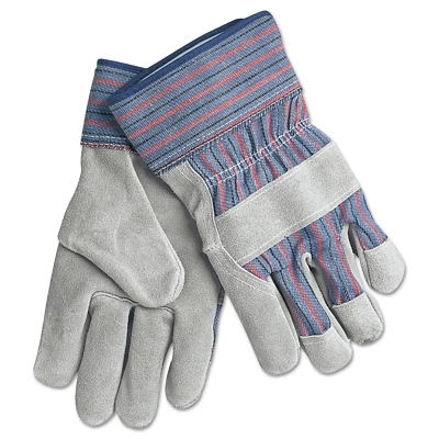 FULL LEATHER PALM W/RD/BLU STRIPE FABRIC 2 1/2IN